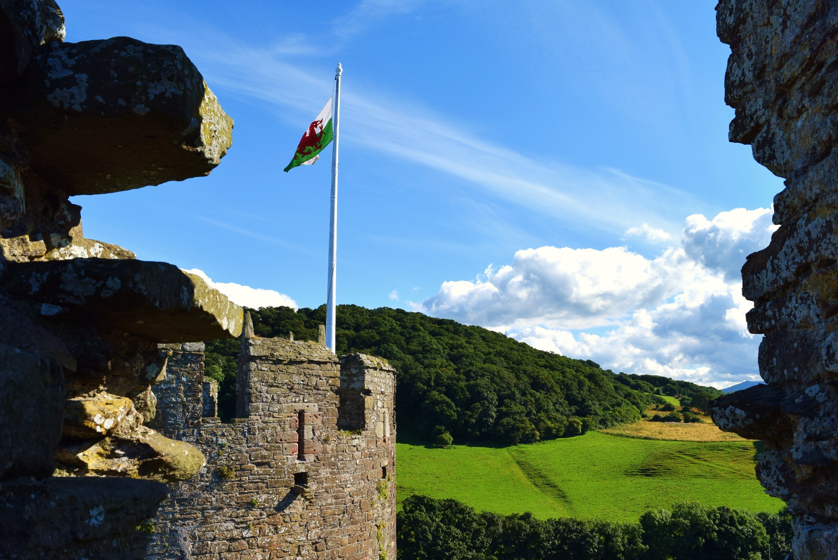 welsh flag on a castle in wales