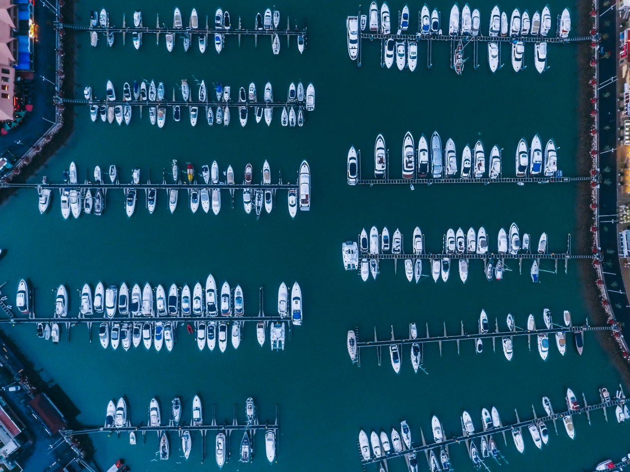 boats moored in a marina